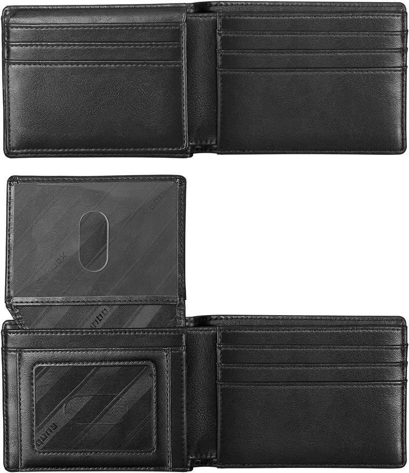 RUNBOX Wallet for Men Slim Rfid Leather 2 ID Window With Gift Box | Slim, Rfid, 2 ID Window, With Gift Box, Slim, Rfid - Image 1